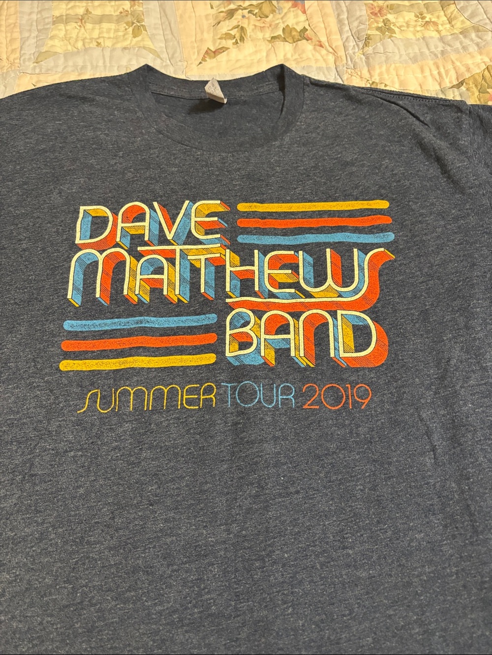 Dave Matthews Band Men's Short Sleeve Tee - Charcoal with Retro Print